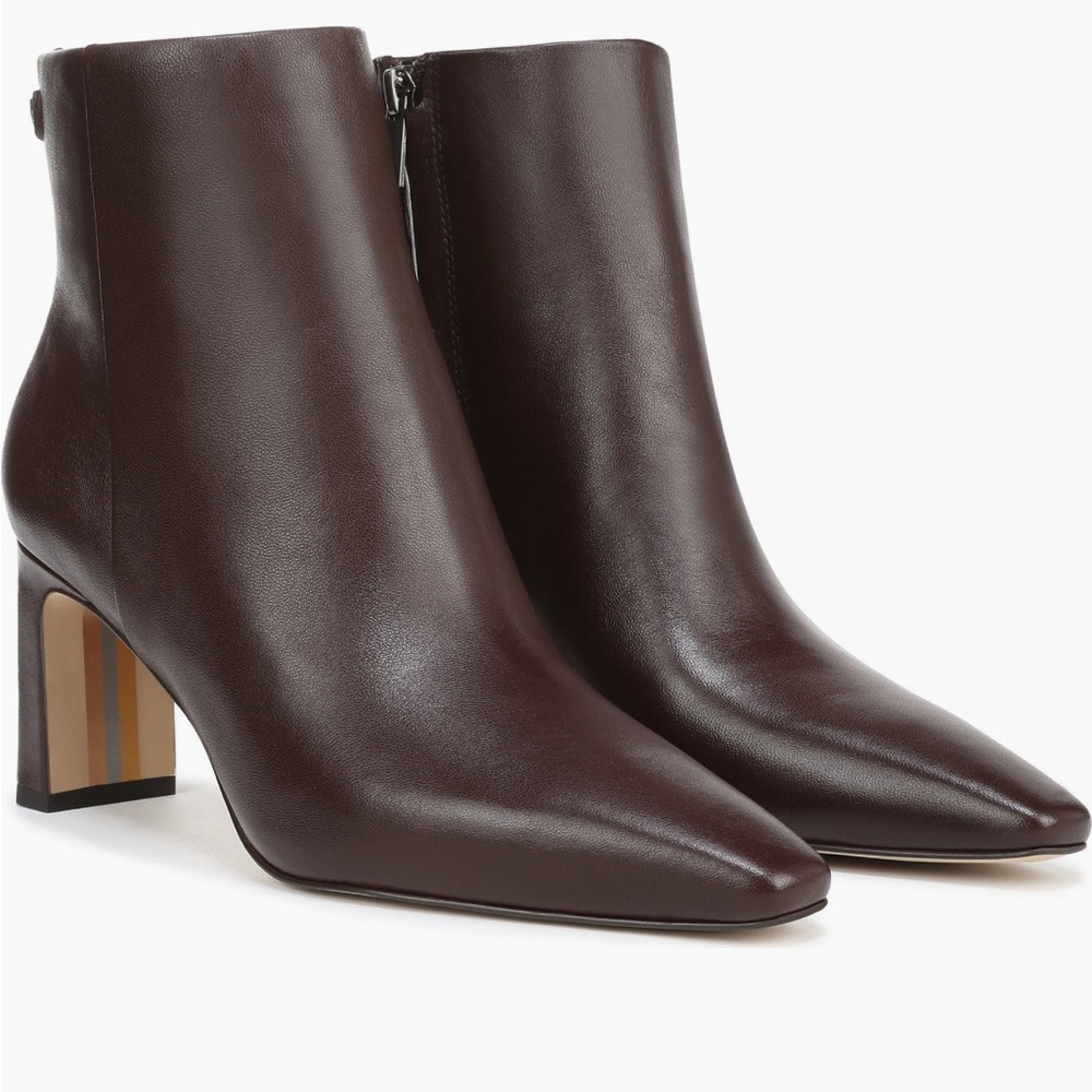 Sam Edelman Dark Brown Pointed Toe Leather Ankle Boots